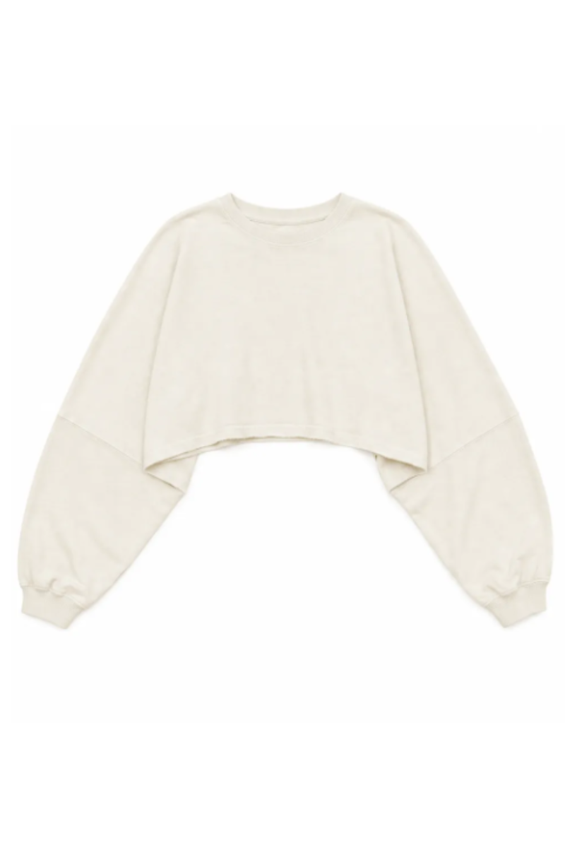 Women Spring Lightweight Cropped Batwing Long Sleeve Top