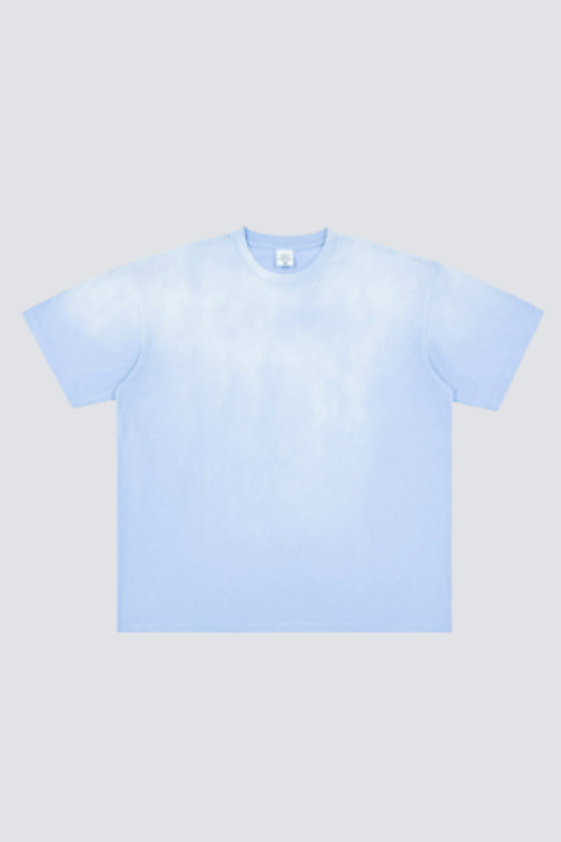 Men's Summer 250g Cotton Spray Fade Collar Distressed Tee
