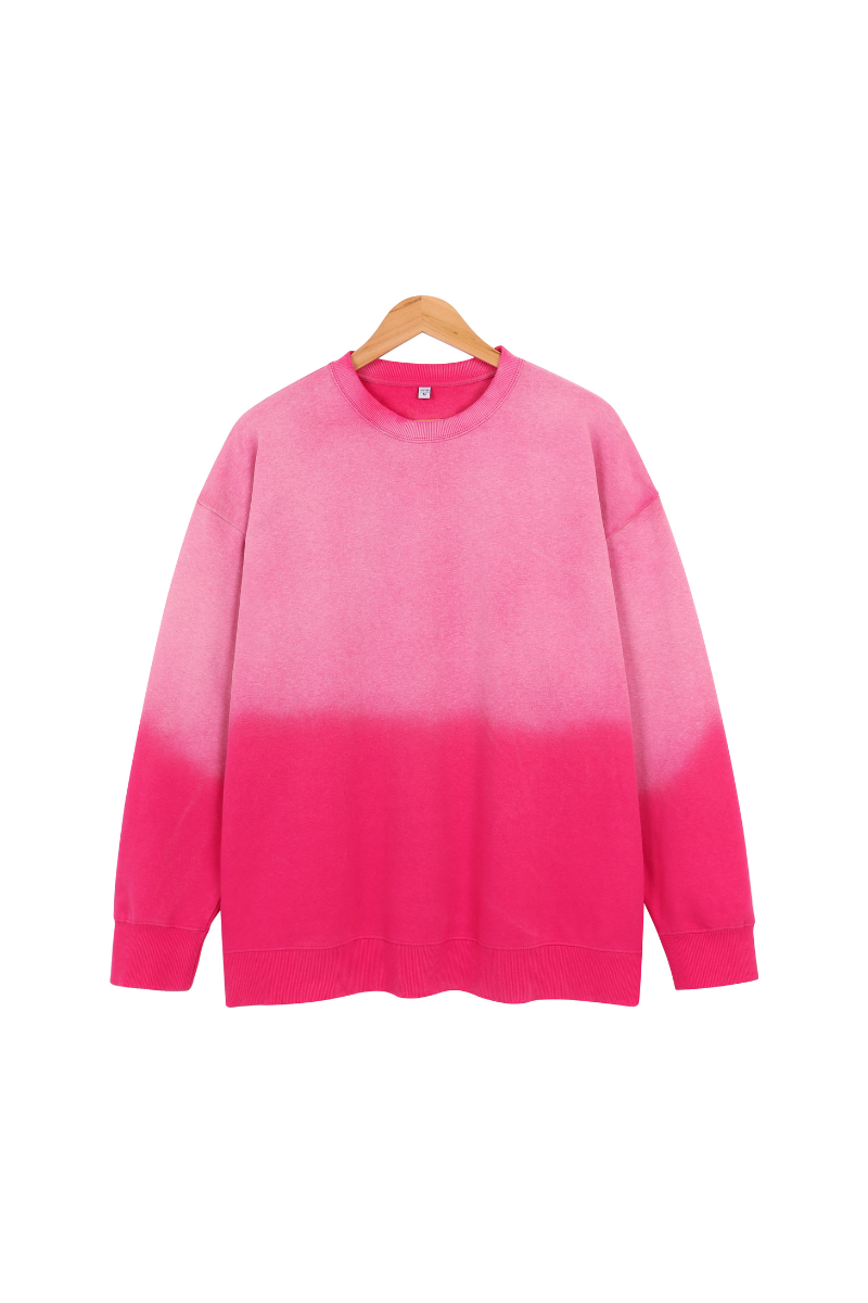 Unisex Fall Clothing Washed Gradient Crew Neck Sweatshirt