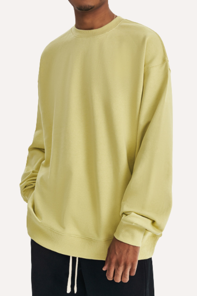 Men's Spring 380g Terry Cotton Loose Crewneck Sweatshirt