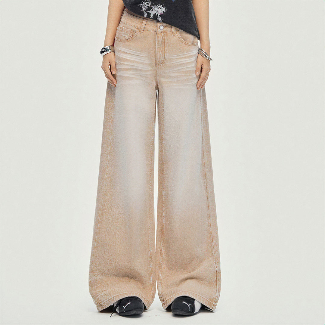 Women's Spring Khaki Gradient Washed Denim Jeans