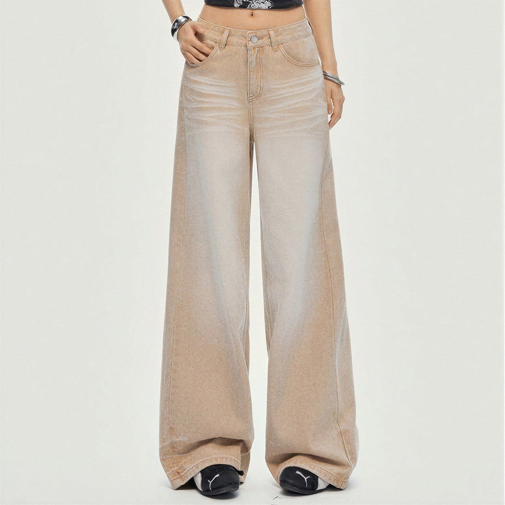 Women's Spring Khaki Gradient Washed Denim Jeans
