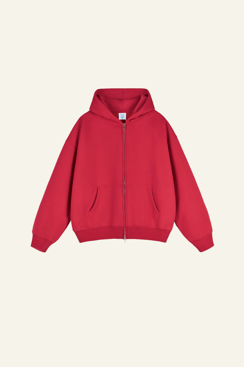 Men's Streetwear Fleece-lined  Full-Zipper Hooded Jaacket