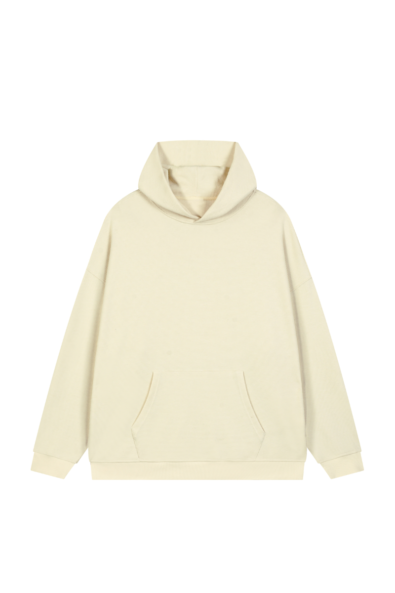 Unisex Fall Clothing Waffle-Texture Pullover Hoodie