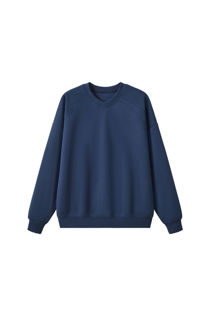Women Fall Clothing Cotton Blend Raglan V Neck Sweatshirt