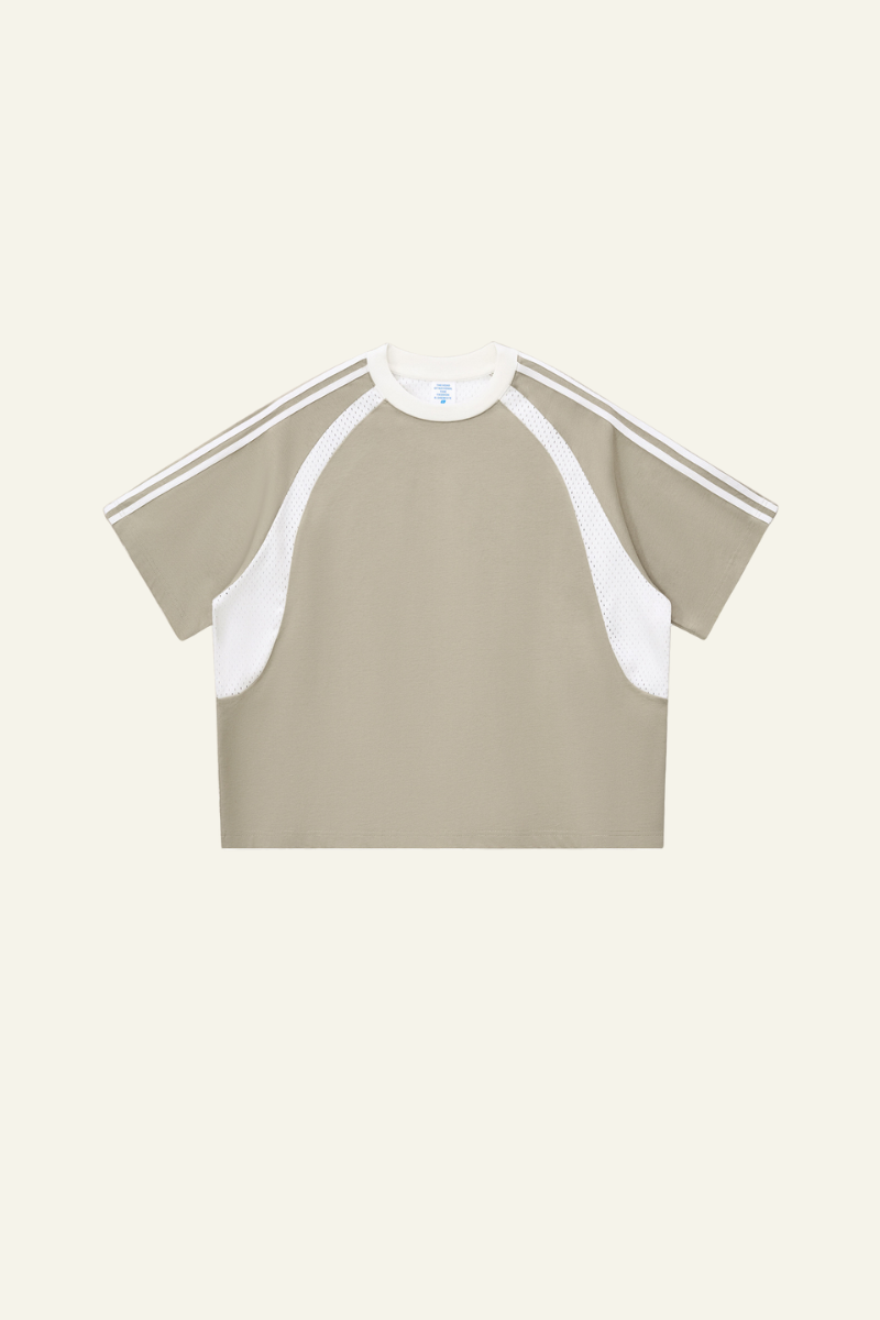 Men's  Cotton Side Striped Color Block Streetwear T-shirt.