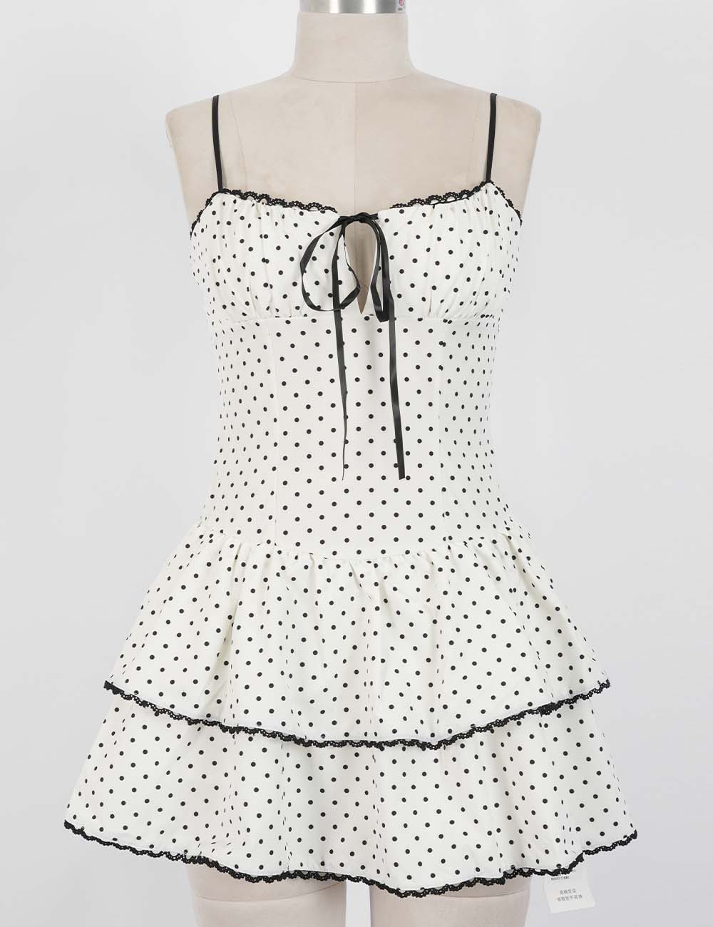 Ladies Chic Polka Dot Sweetheart Neck Cami Mini Dress