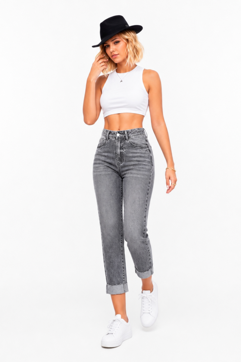 Women's High Waist Stretch slim Straight Leg Jeans