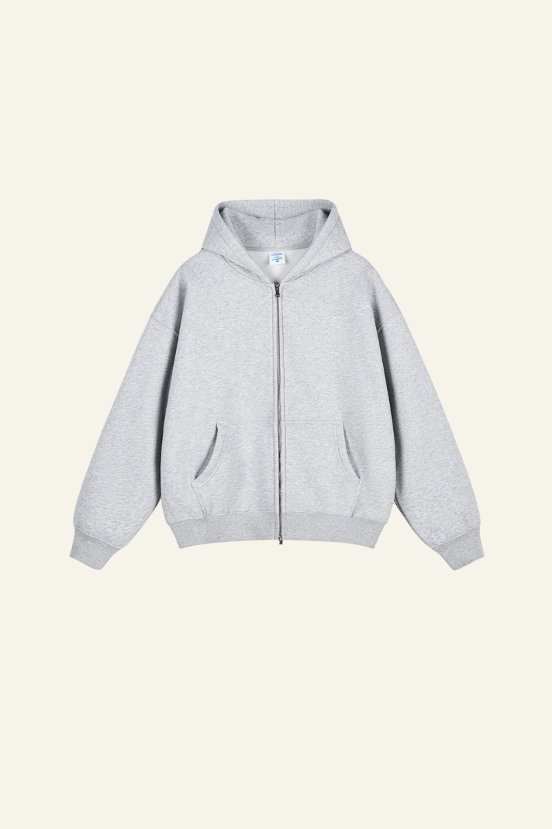 Men's Streetwear Fleece-lined  Full-Zipper Hooded Jaacket
