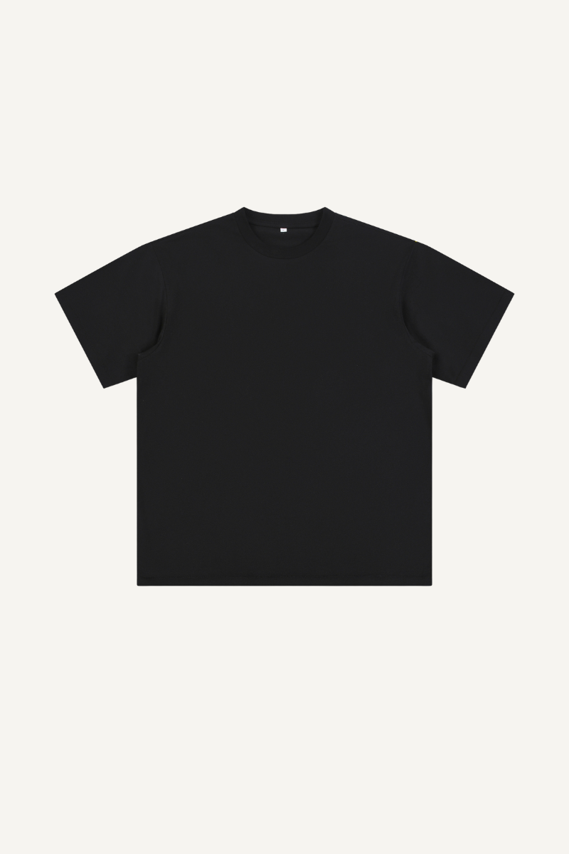 Men's Summer 260g Solid Cotton Loose Cuffed Tee