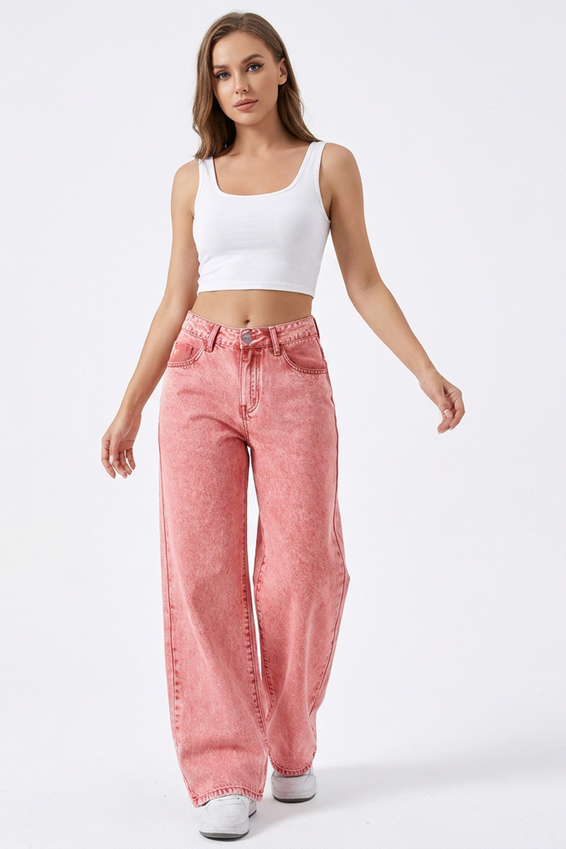 Women's Vintage Wash Loose Wide Leg Jeans