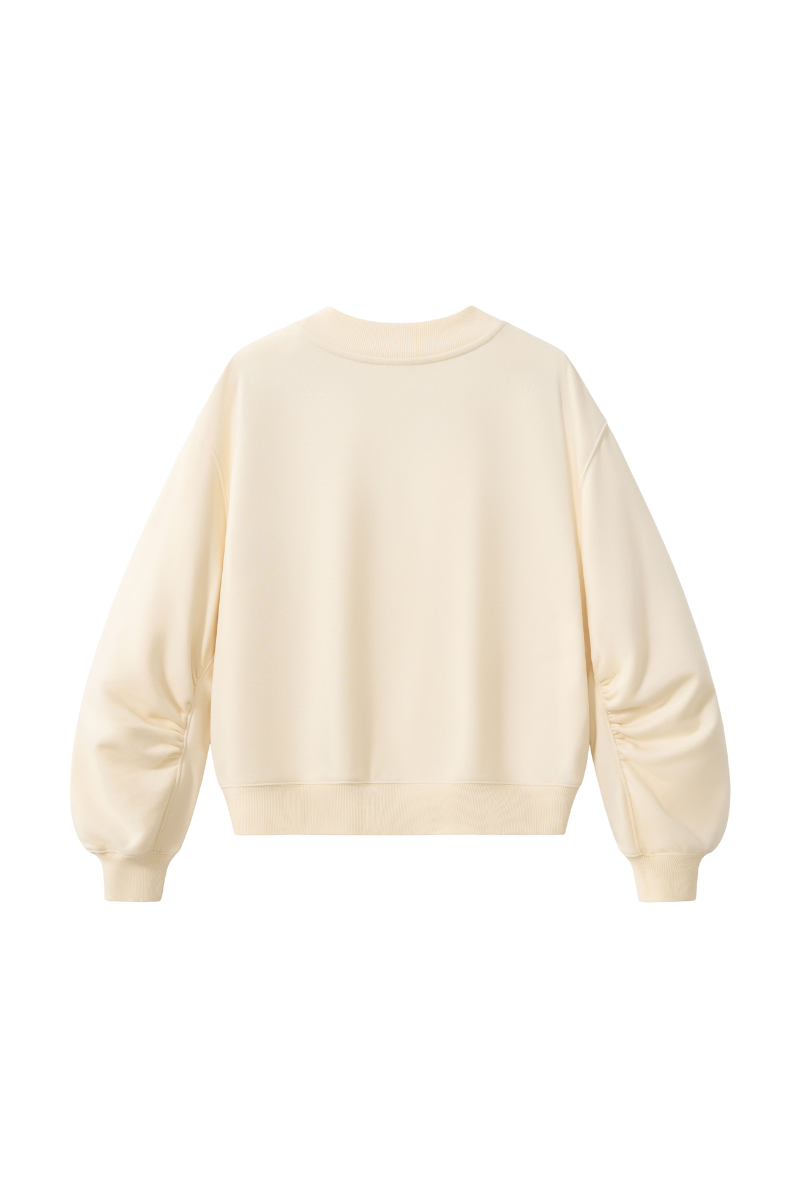Women Fall Clothing V Neck Boxy Cropped Lantern Sweatshirt