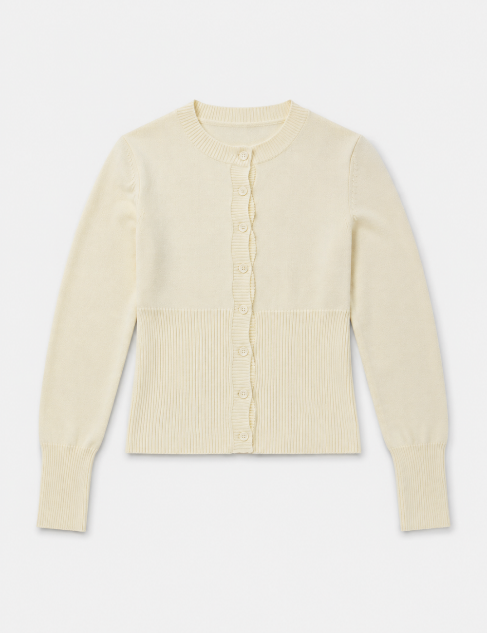 Ladies Button Front Ribbed Knit Cardigan