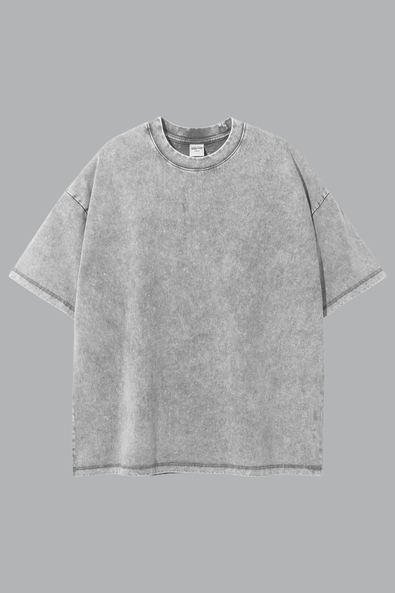 Men's Summer 275g Washed Batik Oversized Small Neck Tee