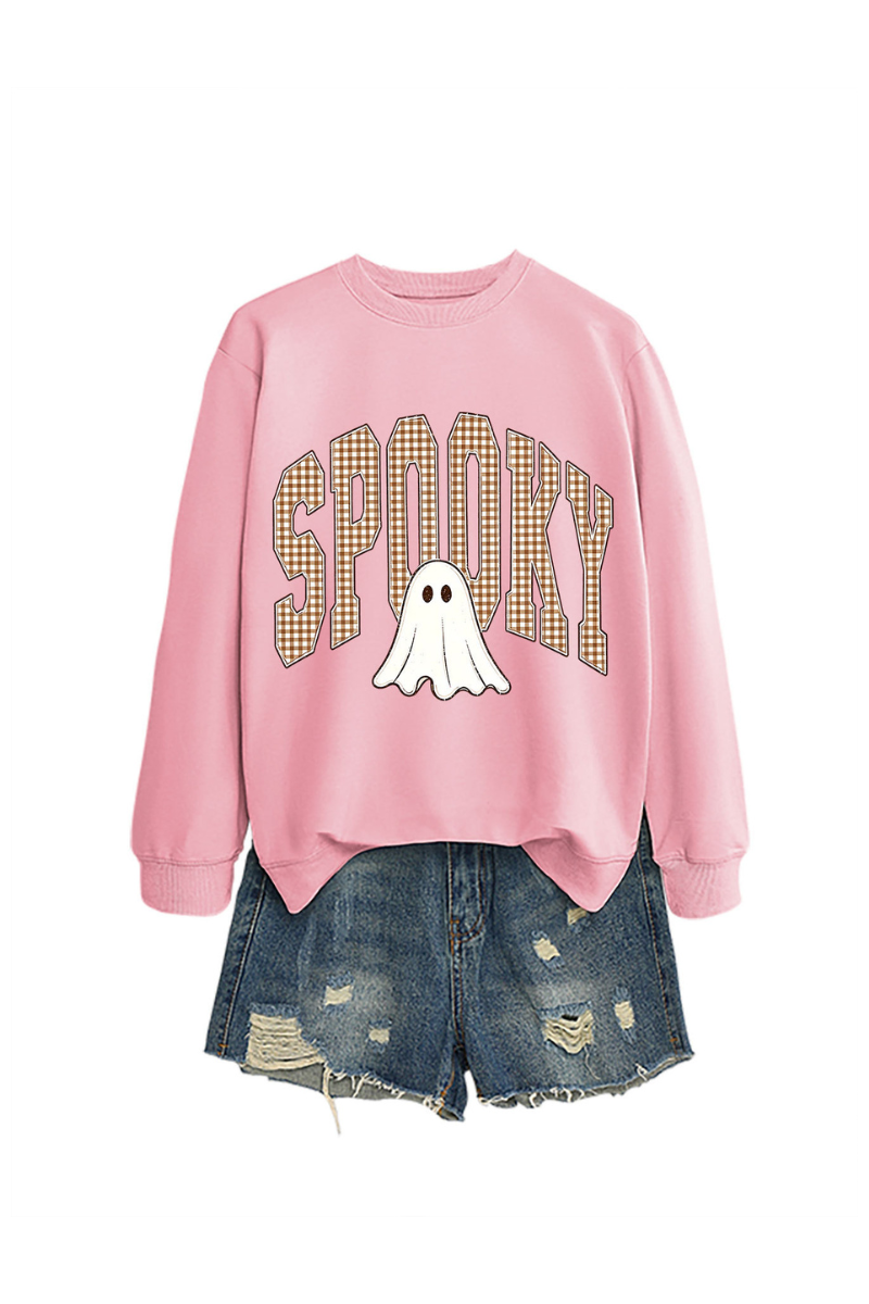 Unisex Fall Clothing Halloween Plaid Ghost Sweatshirt