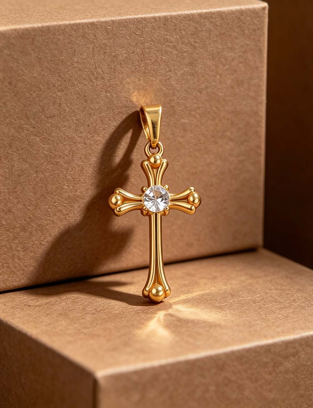 Ladies Gothic Vintage CZ Cross Heart Charm Pendant