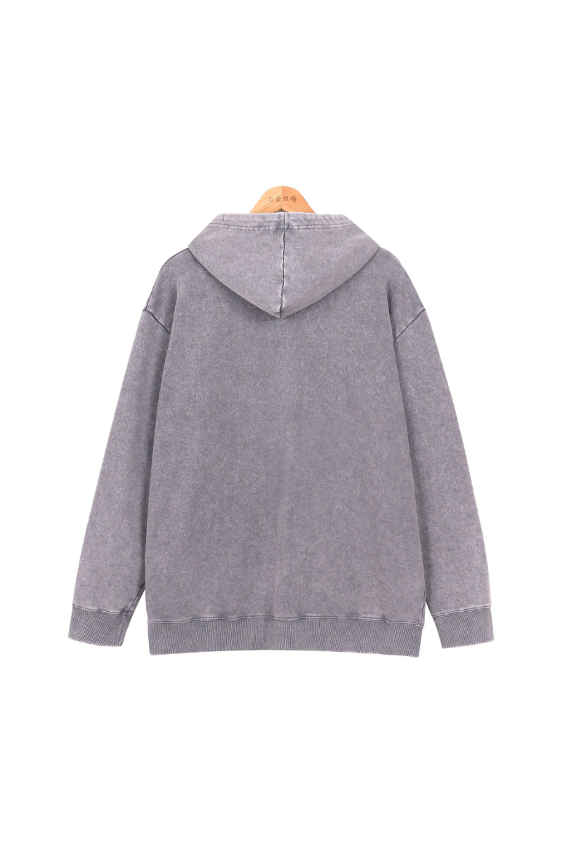 Women Fall Clothing Washed Vintage Oversized Zip Up Hoodie