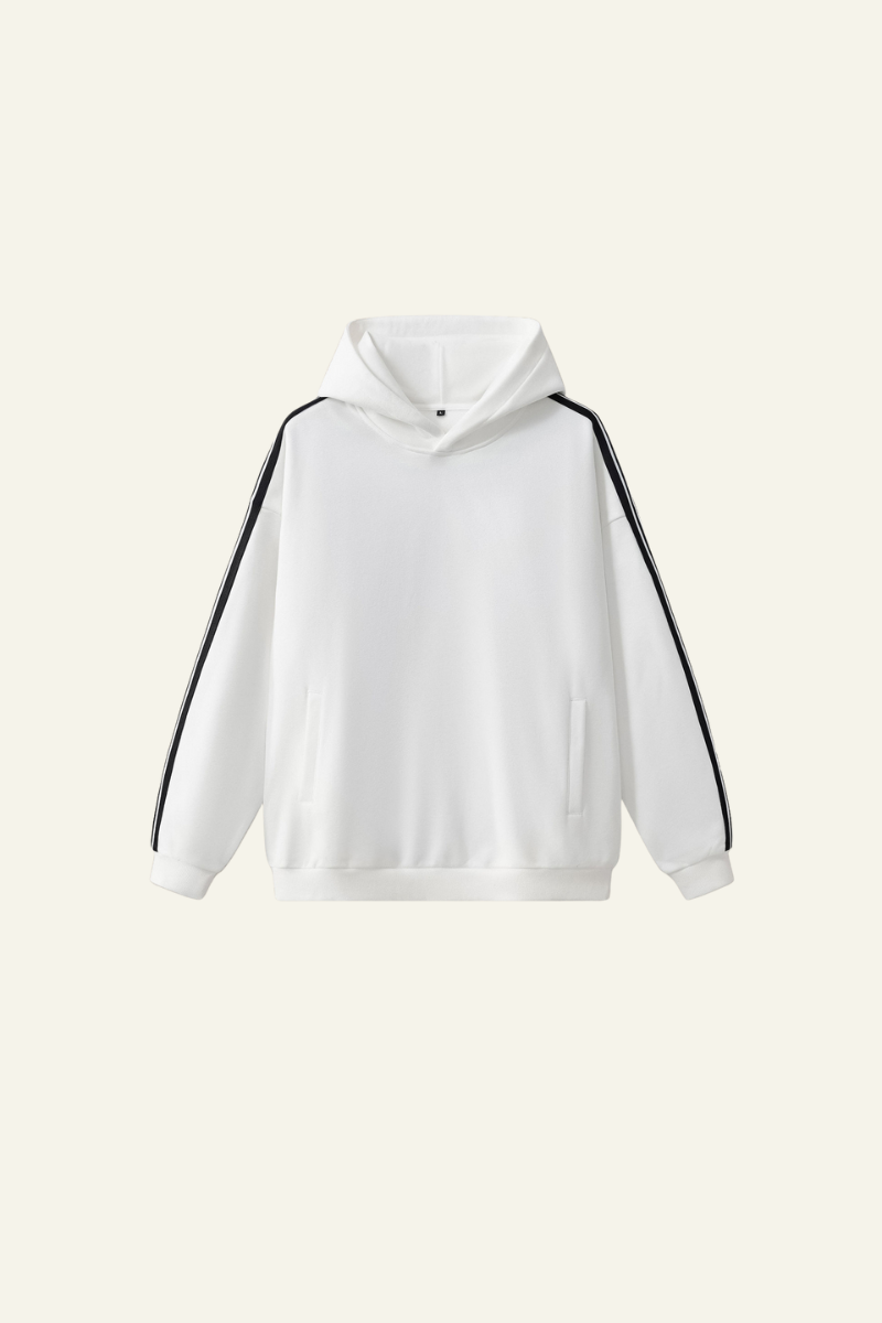 Men's Streetwear Side-Striped Solid Hoodie