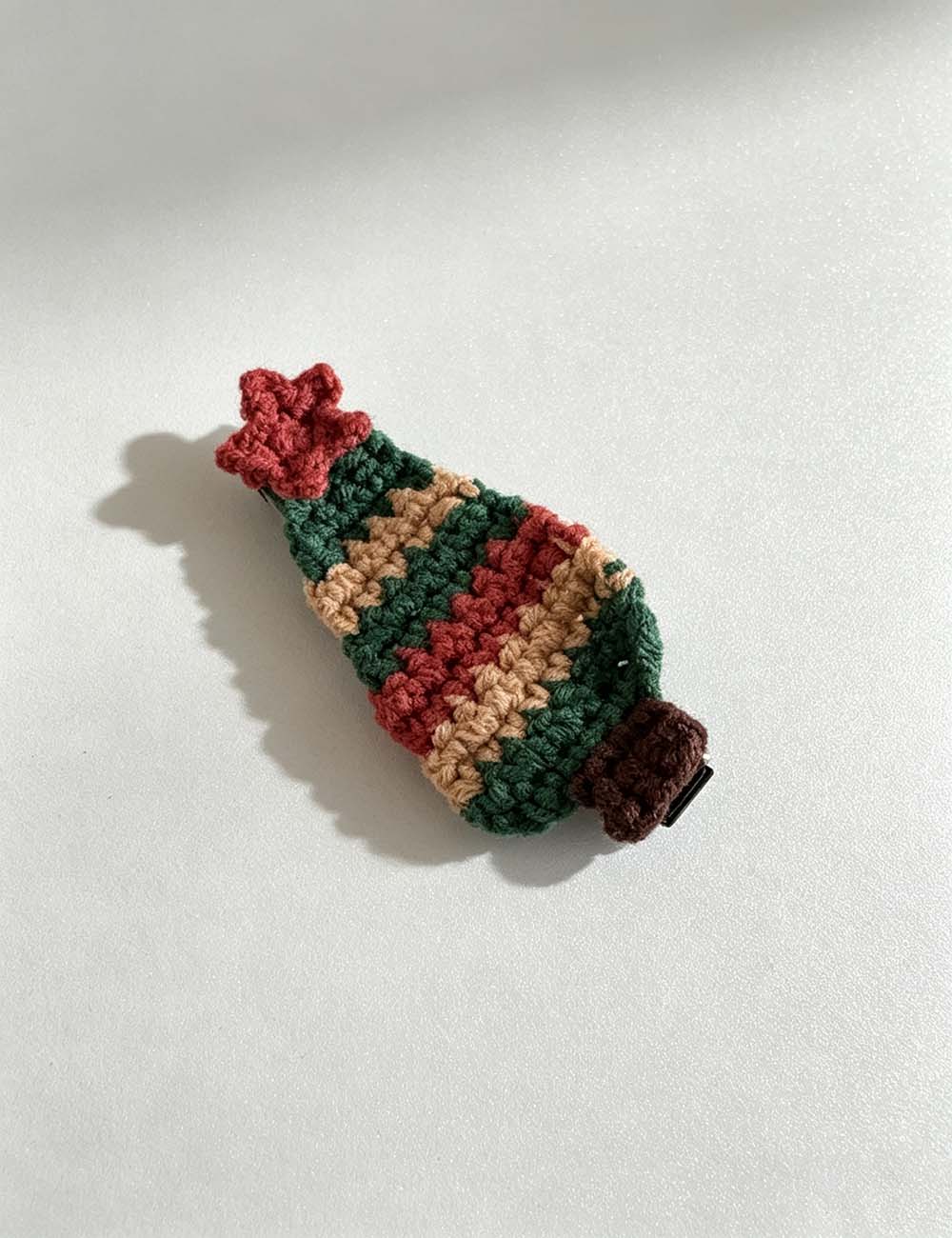 Ladies Holiday Cute Crochet Christmas Tree Hair Clip