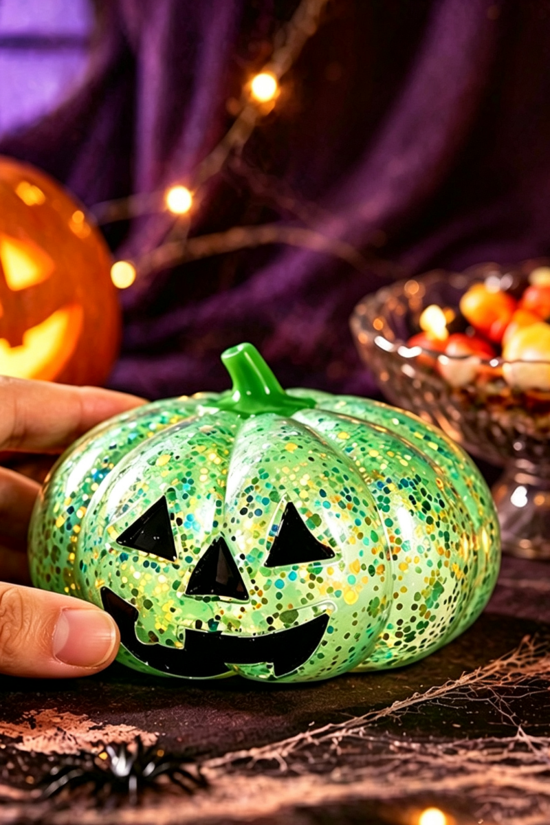 Unisex Fall Halloween Glitter Pumpkin Squishy Fidget Toy