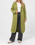 Ladies Button Hooded Solid Color Sweater Coat Cardigan