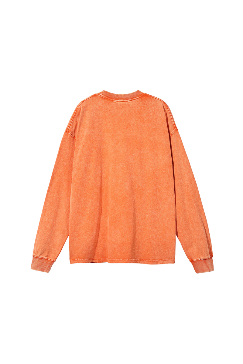 Men Spring 250G Wax Washed Oversized Long Sleeve T-Shirt