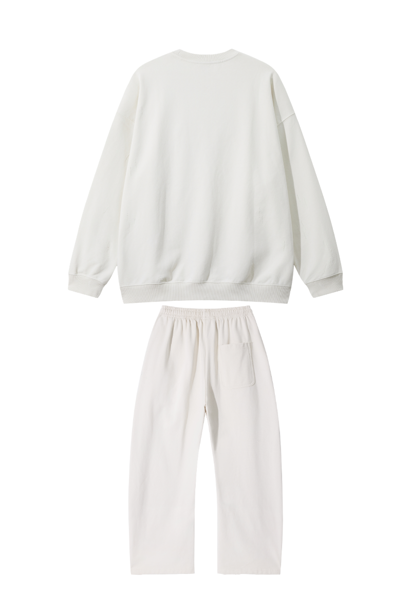Women Fall Clothing Washed Pullover Wide Leg Sweatpants Set