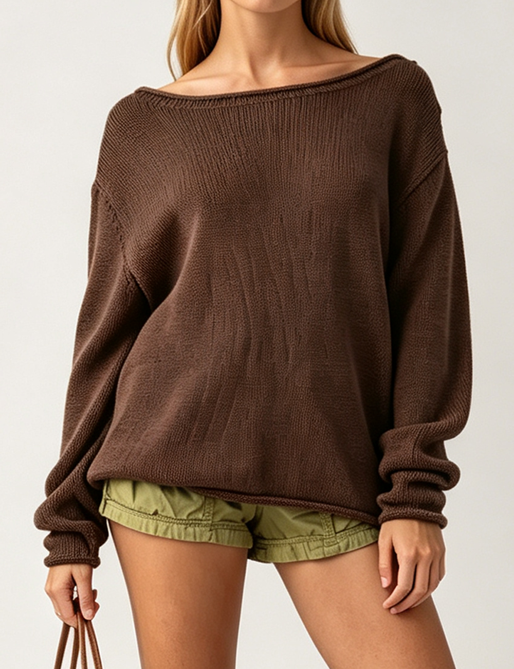Ladies Casual Striped Knit Pullover Sweater