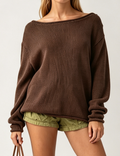 Ladies Casual Striped Knit Pullover Sweater
