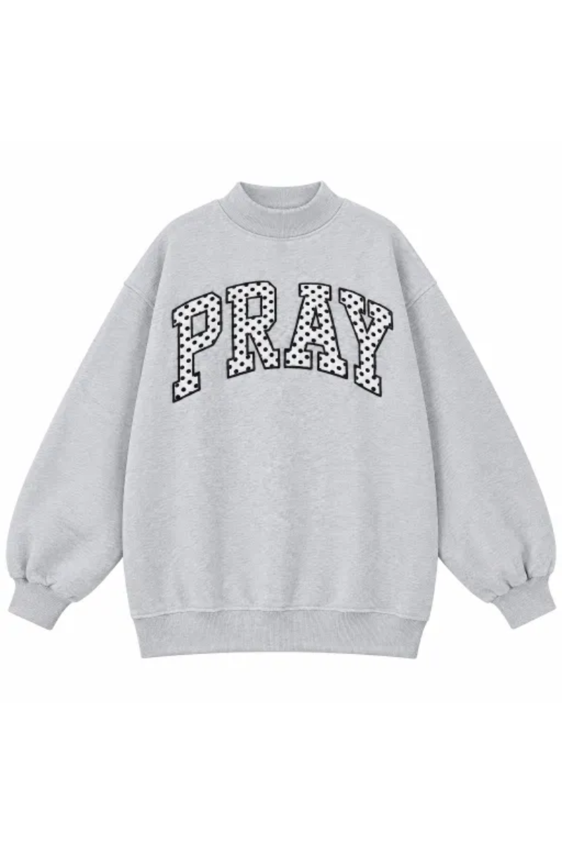 Women Fall Clothing Oversized PRAY Letter Sweatshirt