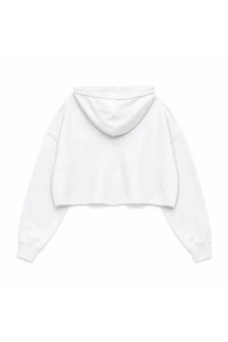 Women Spring Raw Edge V Neck Cropped Pullover Hoodie