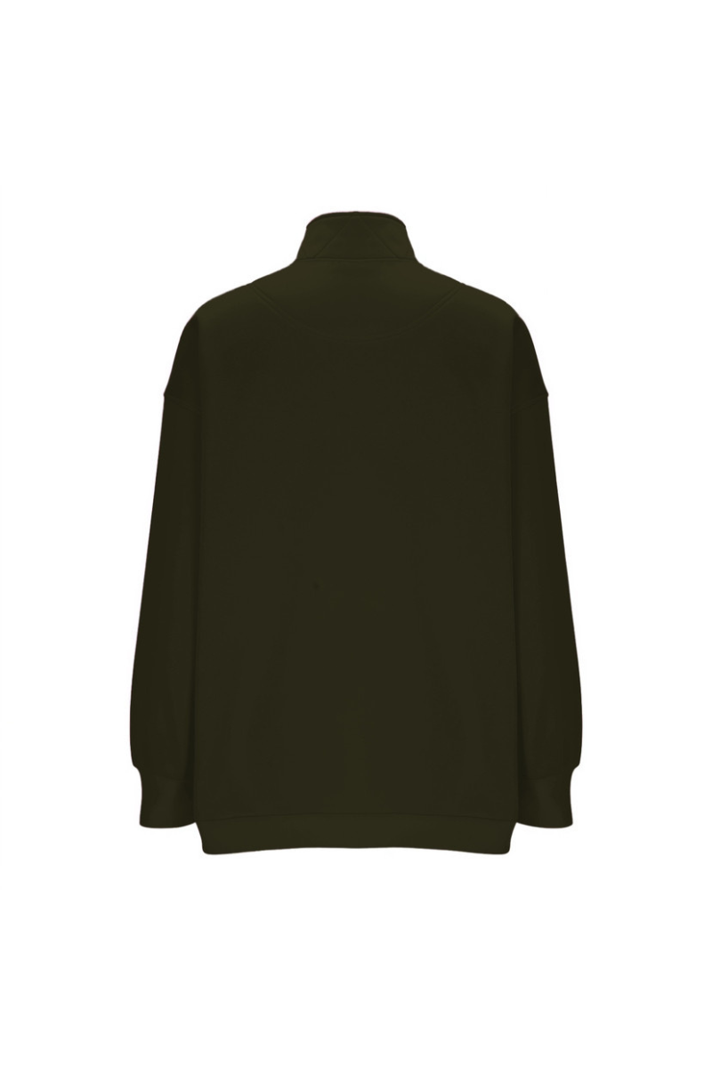 Women Fall Clothing Half Zip Snap Button Sweatshirt