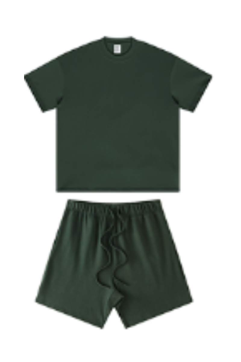 Unisex Summer Heavy Solid Outdoor Street Tee & Shorts Set