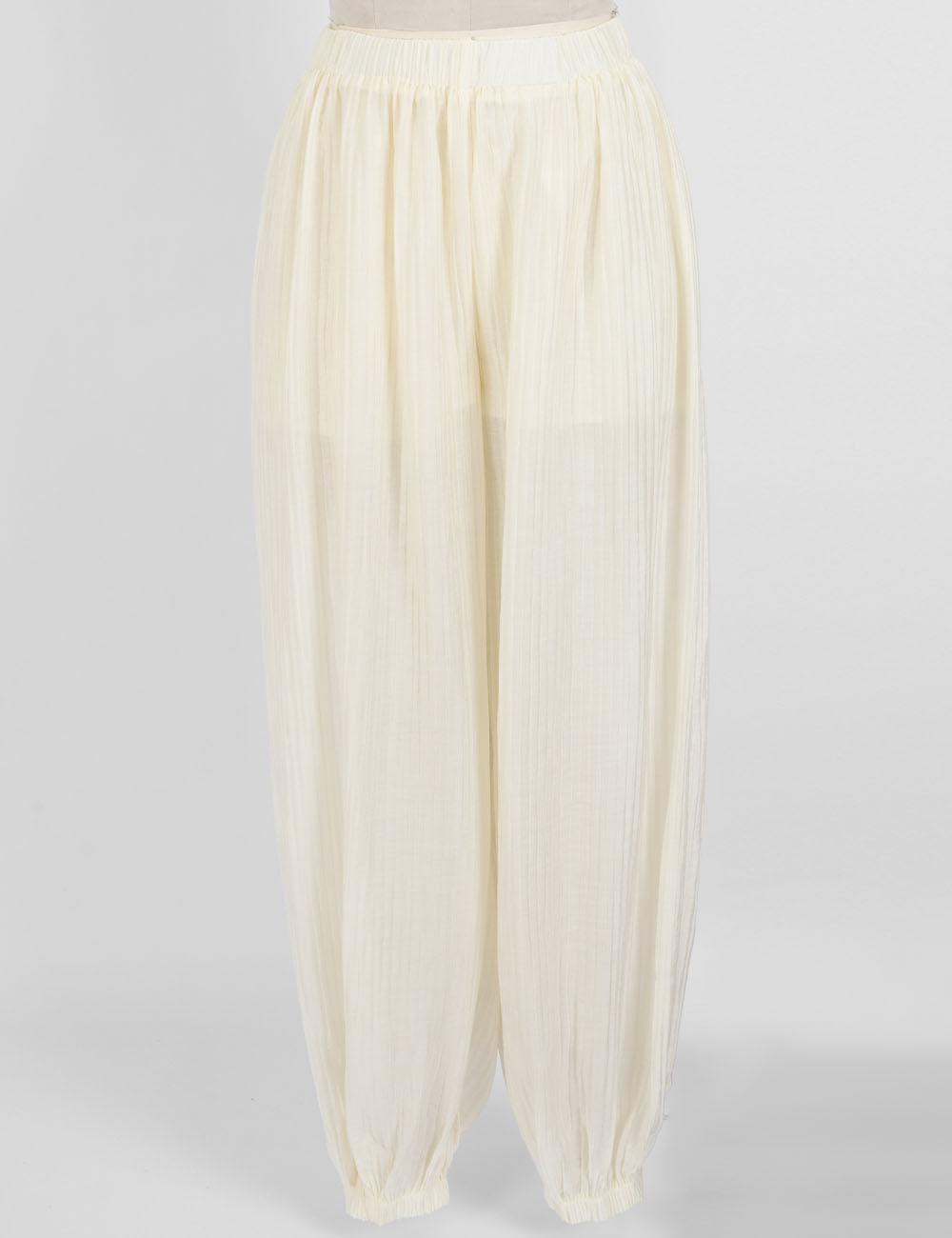 Ladies Chic Crinkle Solid Color  Elastic Cuff Balloon Pants