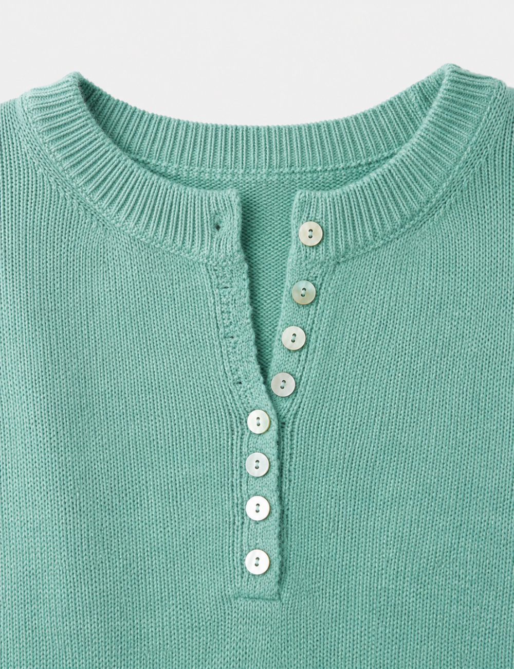 Ladies Button Round Neck Long Sleeve Sweater