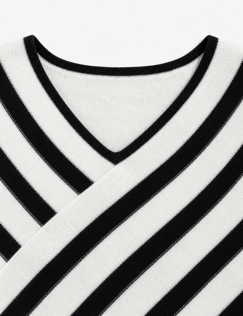 Ladies V Neck Striped Off Shoulder Long Sleeve Sweater