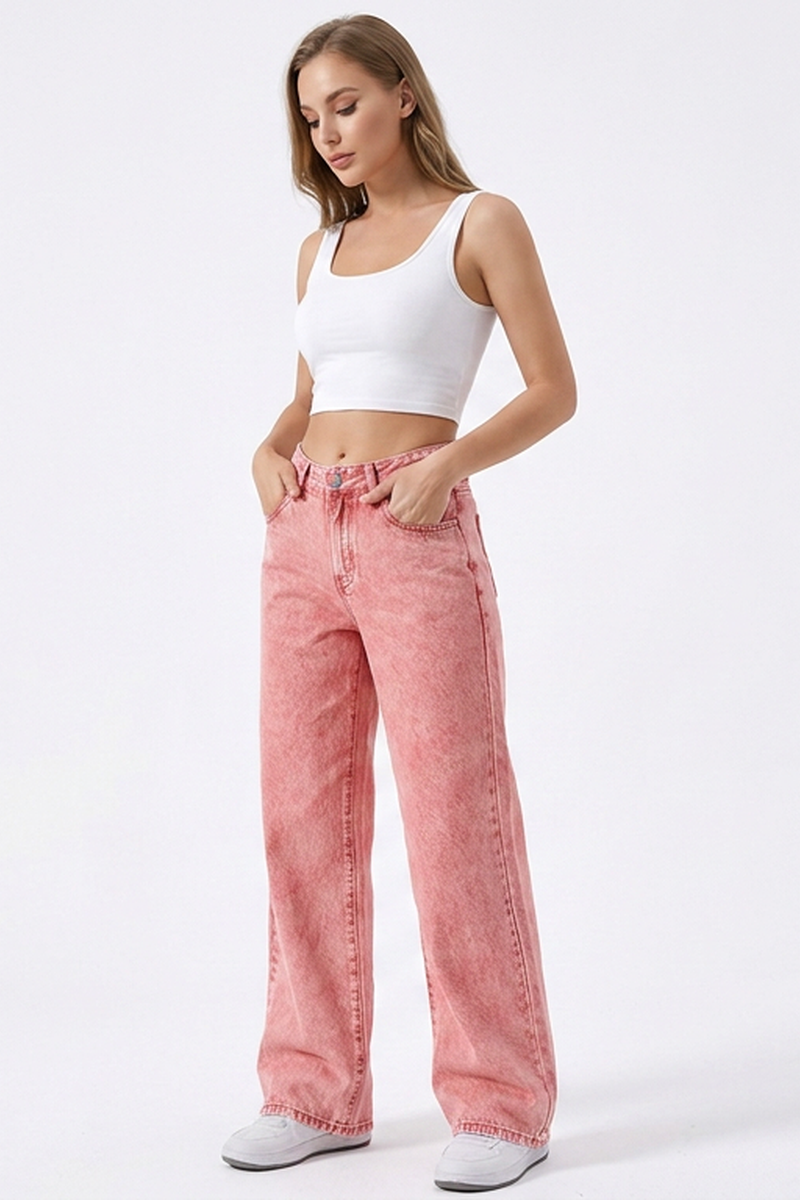Women's Vintage Wash Loose Wide Leg Jeans