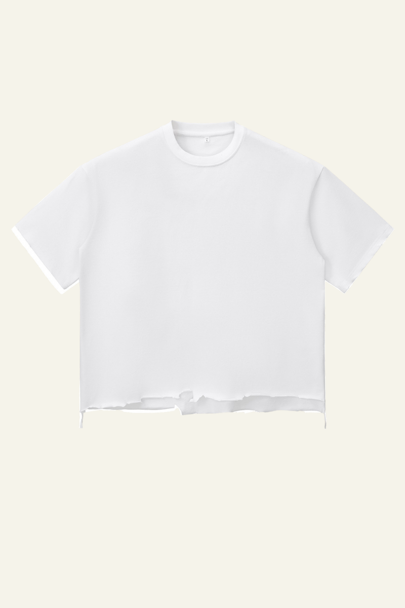 Men's Cotton Frayed Streetwear Washed T-Shirt