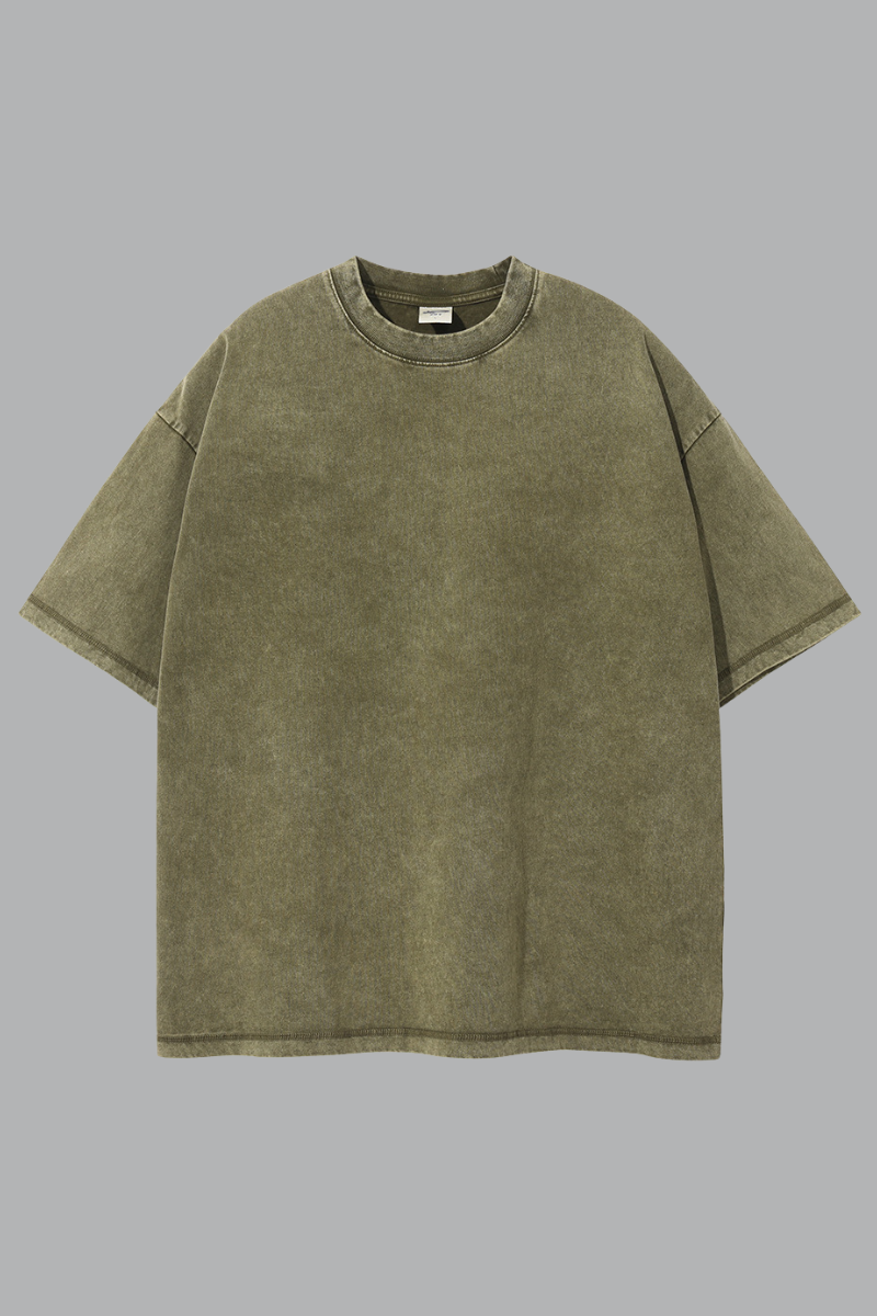 Men's Summer 275g Washed Batik Oversized Small Neck Tee