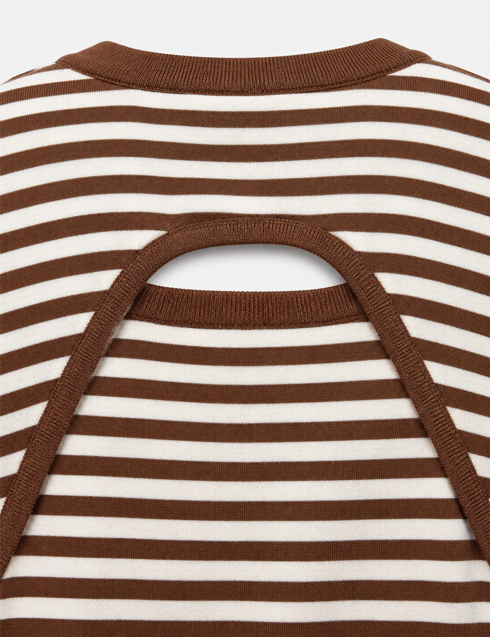 Ladies Stripe Back Cutout Long Sleeve Knit Sweater