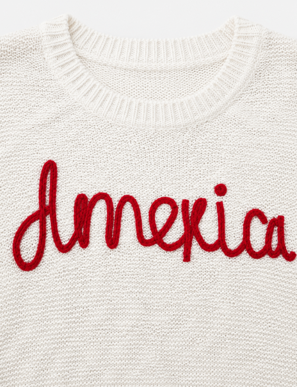 Ladies America Embroideries Low Round Neck Sweater