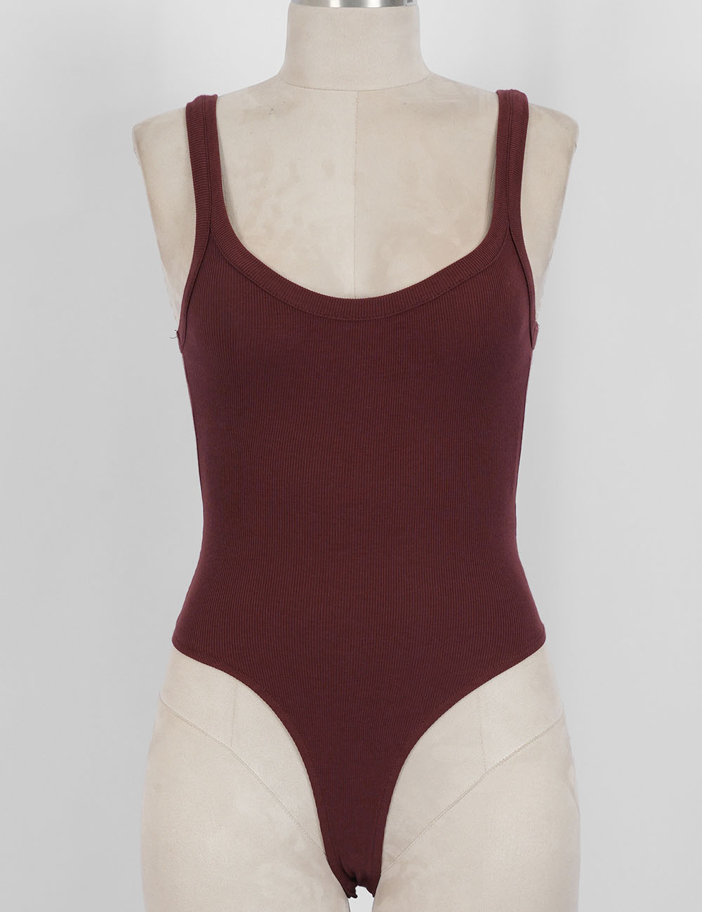 Ladies Ribbed Scoop Neck Tank Top Sleeveless Bodysuit