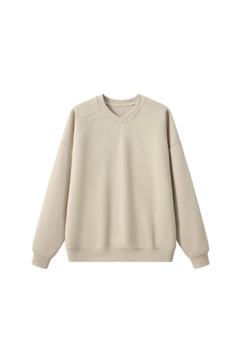 Women Fall Clothing Cotton Blend Raglan V Neck Sweatshirt