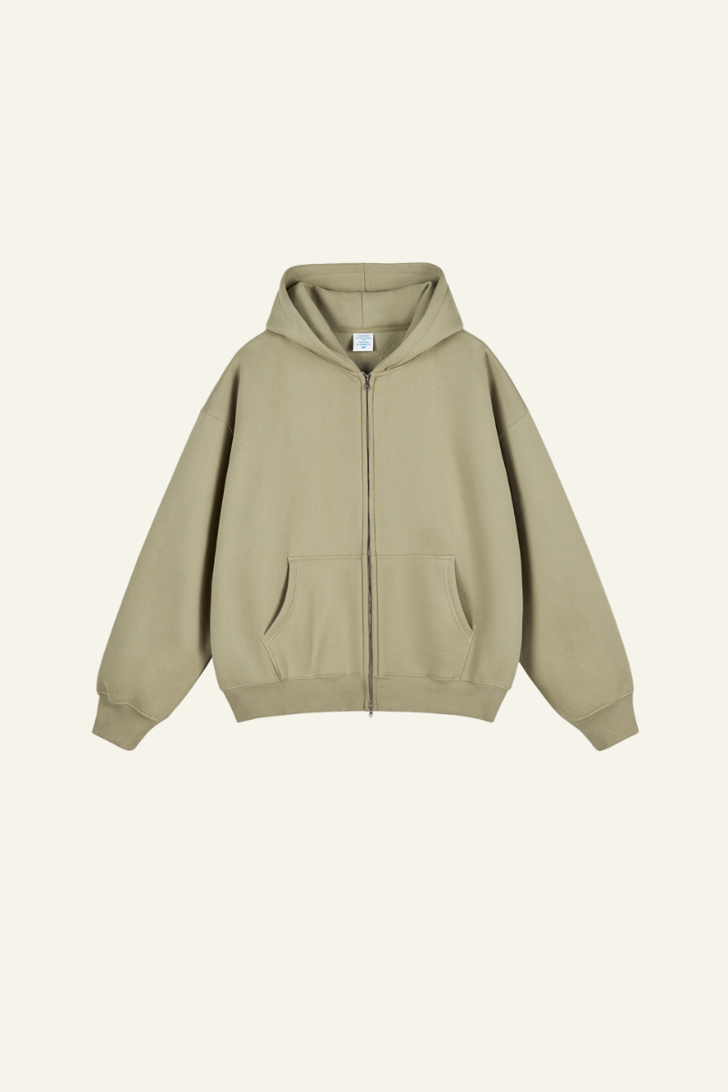 Women's Streetwear Fleece-lined  Full-Zipper Hooded Jaacket