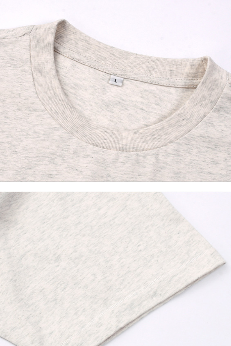 Men's Summer 260g Solid Cotton Loose Cuffed Tee