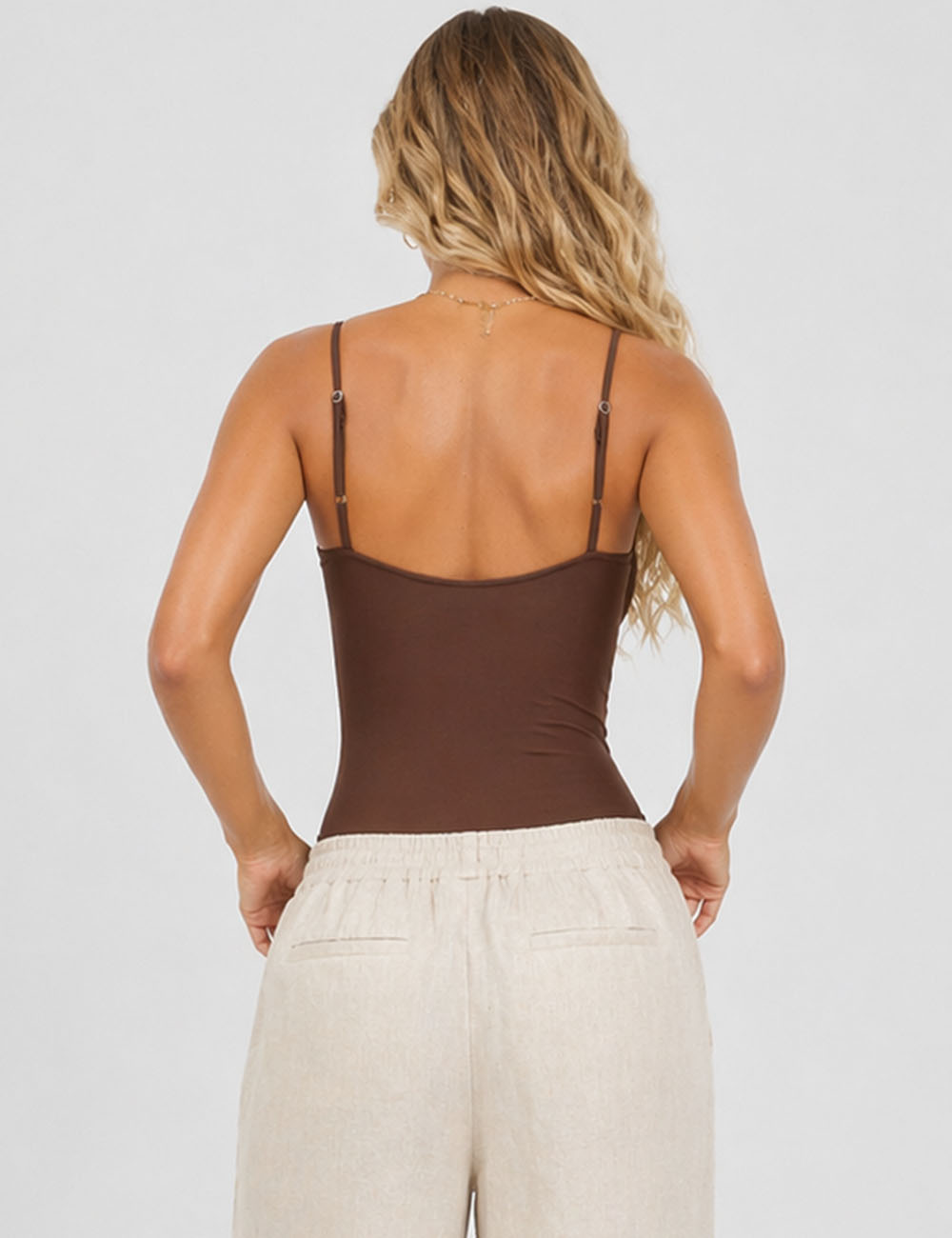 Ladies Chic Solid Color Underwire Spaghetti Strap Sleeveless Bodysuit