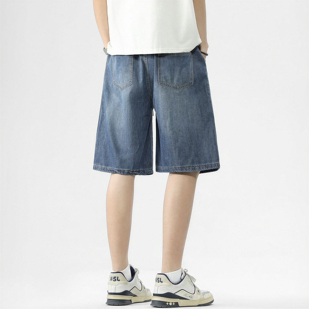Men's Summer Gradient Tie-Dye Drawstring Denim Shorts