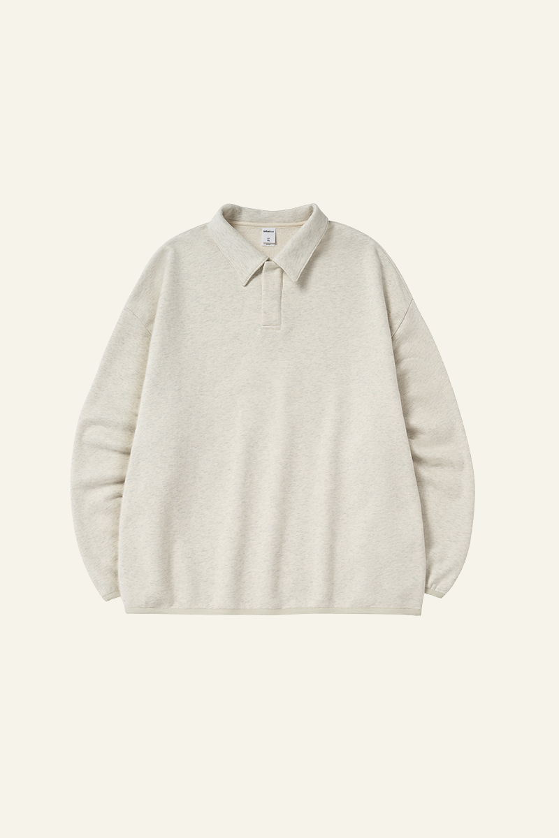 Men's Streetwear Polo Collar Drop Shoulders  Sweatshirt.