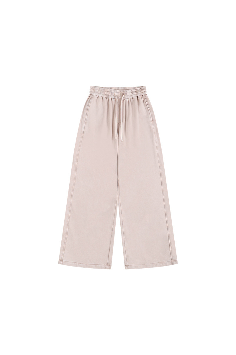 Unisex Fall Clothing Washed Fleece Straight Leg Sweatpants
