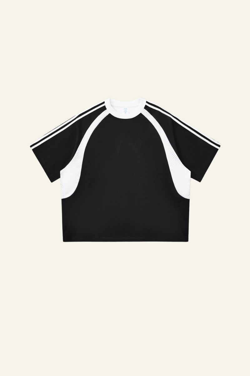 Men's  Cotton Side Striped Color Block Streetwear T-shirt.